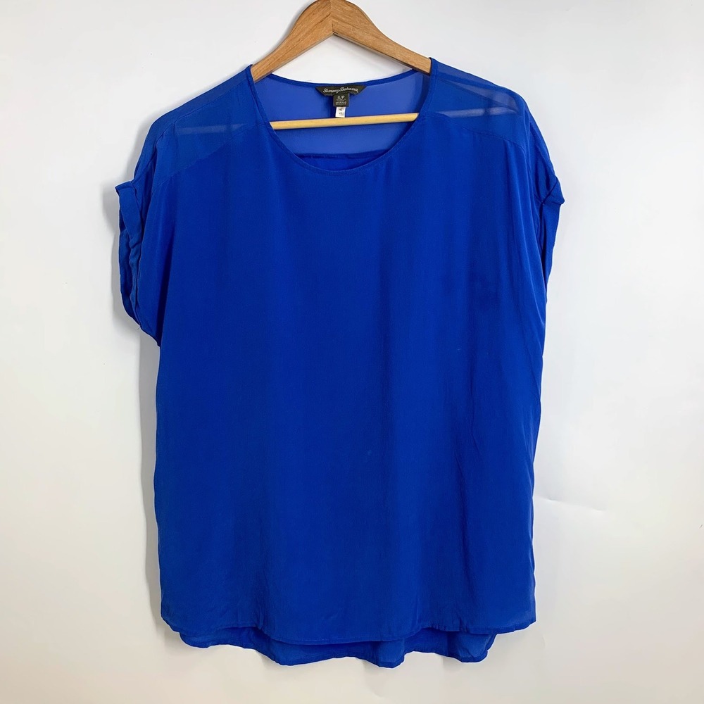 Tommy Bahama Women's 100% Silk Sheer Shoulder Cap Sleeve Tunic Top Women's SZ SS